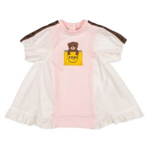 NEW SEASON Fendi Bear Logo Cotton Blend Dress